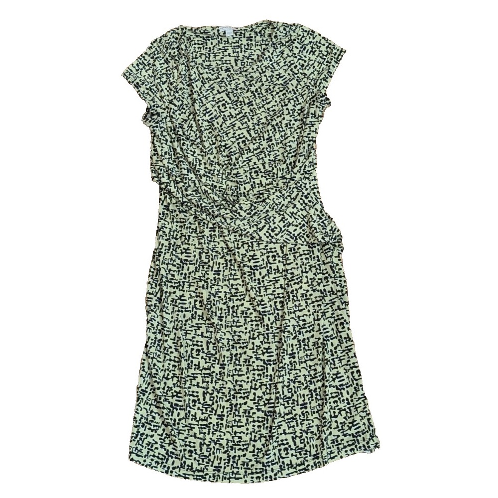 Maternity Dress, A Pea In The Pod, Yellow Mid Length Printed Cap Sleeve, Large